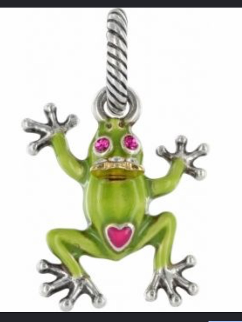 Brighton Green Frog Charm with Pink Accents